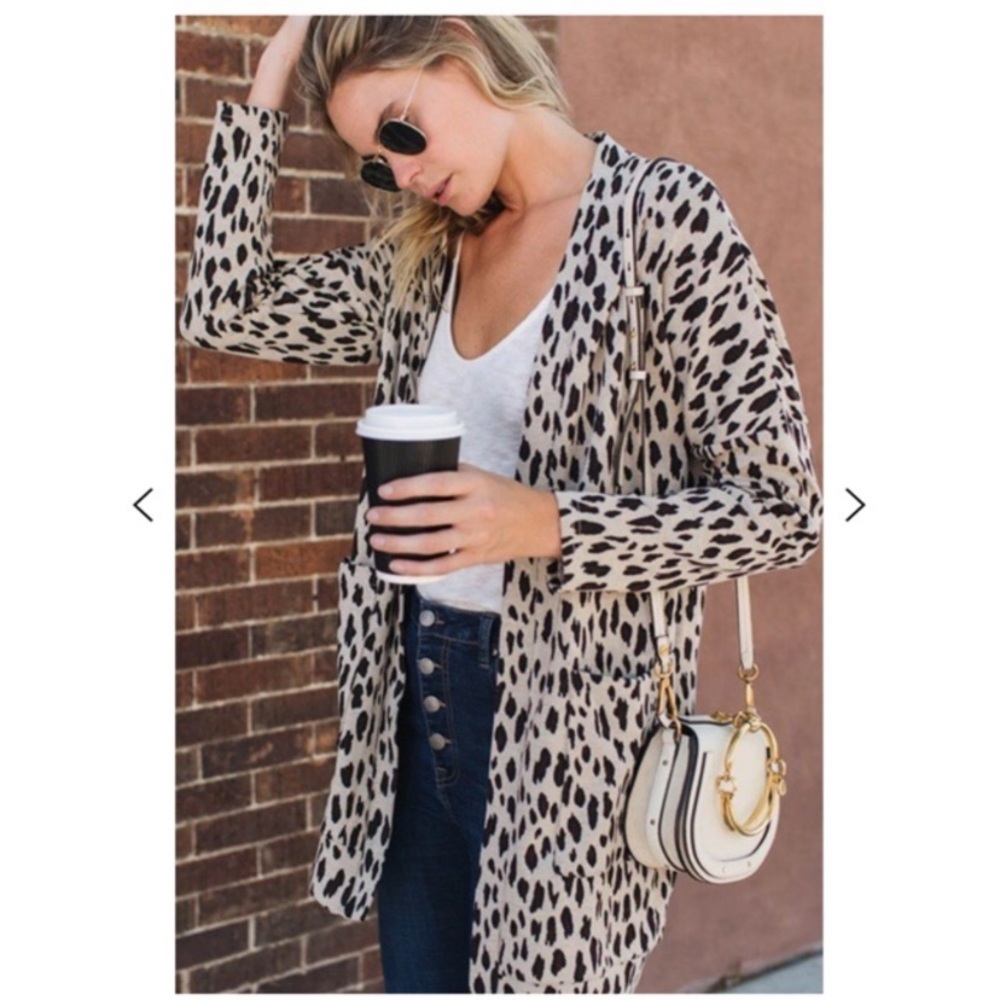 New Amaryllis Leopard Open Cardigan Sweater
